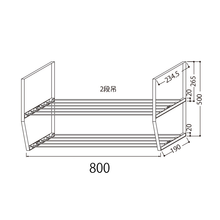 (土日祝配送可) ワンド 水切棚 800X2段 W80×D23.5×H50cm 水切り棚 旧マイセット (0...