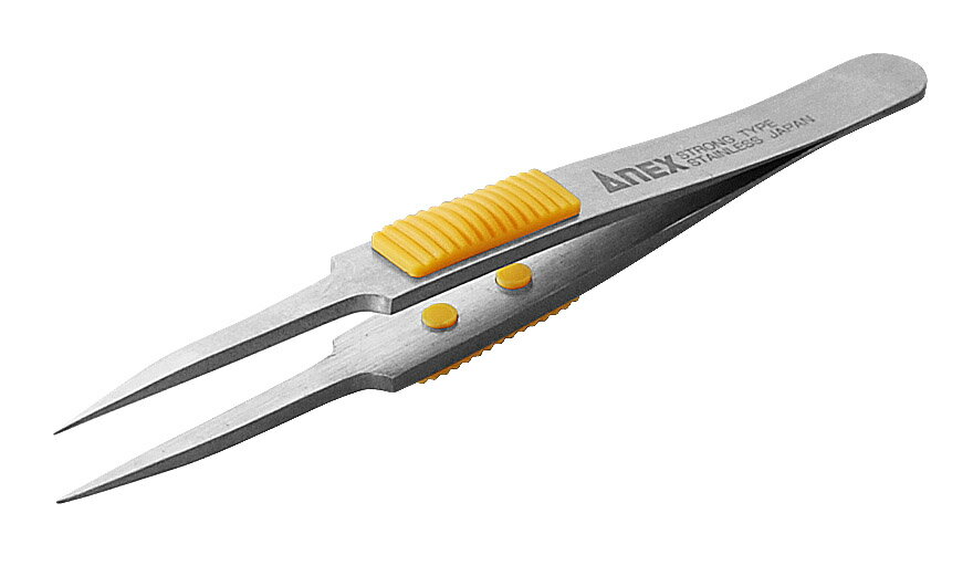 Rakuten - 兼子製作所 ANEX No.214 ラバーグリップ付ステンレス(SUS410)ピンセット極細鋭型115mm
