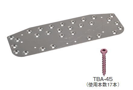 タナカ 2倍筋かい プレイン AA2172(50入1ケース)特長・告示1460号第一号（ニ）該当品 ・床合板の上に筋かいを取り付ける場合でも側面から筋かいを固定できます。・板厚1.2mm（従来の筋かいプレートは2.3mm）と薄くなっています。・金物にエンボス加工がしてあるためビス頭が表に出ません。・耐食性に優れる「スーパーダイマR 」※を使用しています。・筋かい側のビス孔は筋かいの角度に対応できるように配置されています。・建材試験センターによる品質性能試験済みです。用途・45mm×90mmの筋かい（壁倍率2倍）を柱と横架材に接合するときに使用します。仕様・外形寸法(mm)：95×280×1.2（t）・重量：16.5kg（1ケース）・表面処理：Zn-11％ Al-3％ Mg-0.2％ Si　合金めっき鋼板「スーパーダイマR」材質・NSDC570：ZYXK18　［新日本製鐵（株）製］注意◆指定の用途以外には使用しないでください。◆けが防止のため手袋等をはめて作業を行ってください。付属品ステン角ビットビスTB-45×17本×1箱分(50入1ケース)バラでの販売も行っております。タナカ 2倍筋かい プレイン AA2172(50入1ケース)