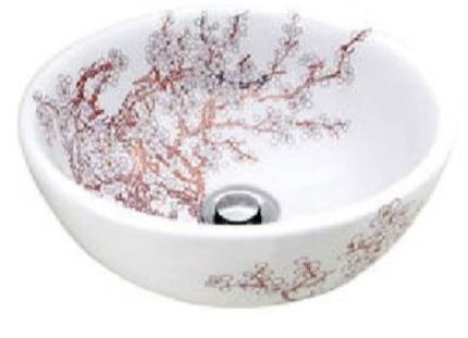 マルキハードウェア AIO-250 梅柄 陶器洗面ボウル（置き型） 丸喜金属