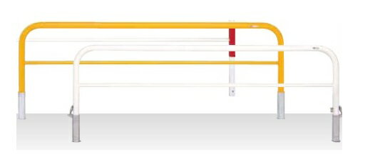 MEDOMALK メドーマルク F6B-25SK ゲートタイプ 車止め 鉄製 横桟付 Φ60.5 差込式フタ付・南京錠付 白/黄 ※