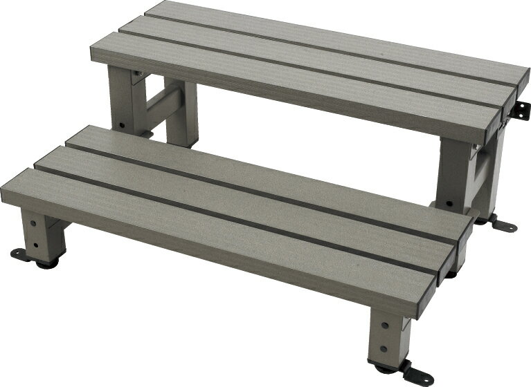 アルミ踏み台　2段　固定金具付き　縁側　庭用