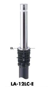 サンポール リフター 車止めポール 上下式 φ114.3 LA-12LC-E ワンタッチロック付き エンド用