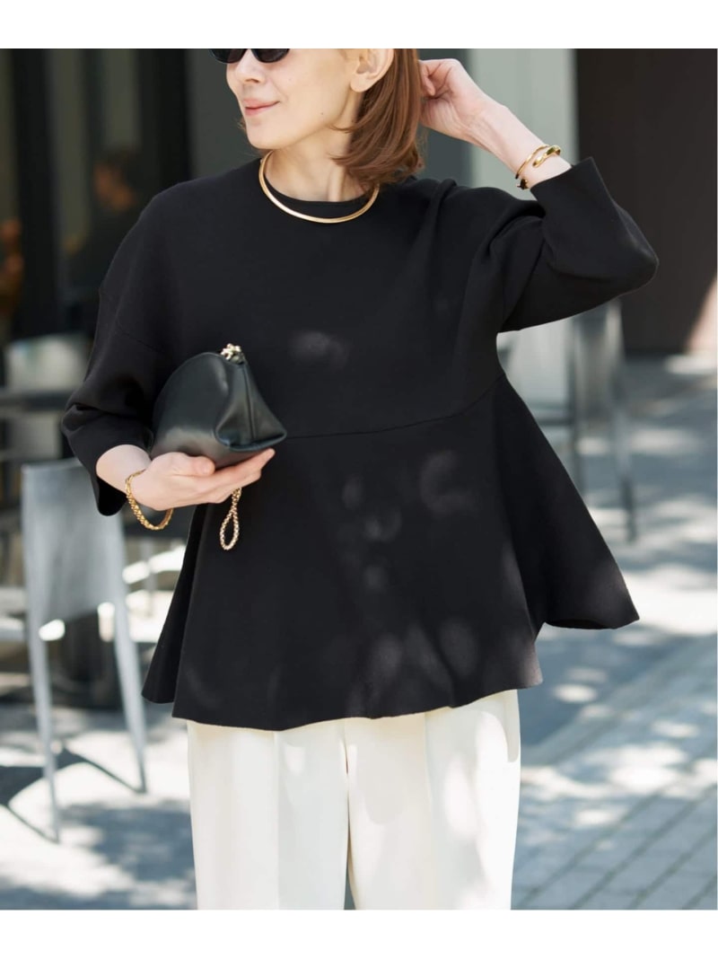 樂天商城 - ペプラムダンボールプルオーバー VERMEIL par iena ヴェルメイユ パー イエナ トップス ニット ネイビー ブラック【送料無料】[Rakuten Fashion]
