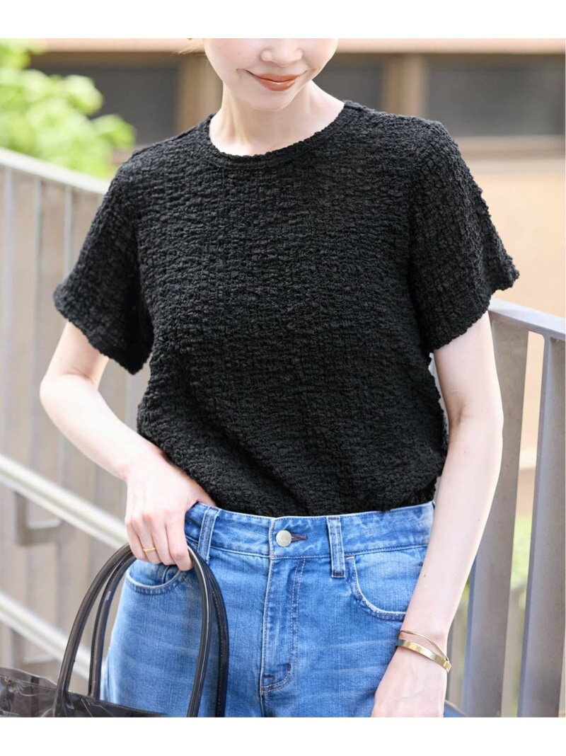 Other - シャーリングシアーTEE SLOBE IENA スローブ イエナ トップス カットソー・Tシャツ ブラック ベージュ【送料無料】[Rakuten Fashion]