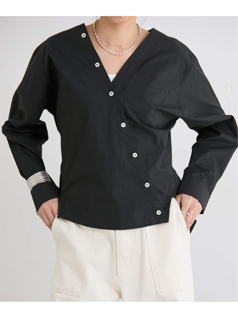 Rakuten - MA/RE/マレ カシュクールSHIRTS シャツ LIGHT COTTON 104 GR IENA イエナ トップス シャツ・ブラウス ネイビー ブラック ブルー【送料無料】[Rakuten Fashion]