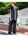 《防しわ性/撥水/接触冷感/2枚セット》ナイロンブラウス*パンツセット SLOBE IENA スローブ イエナ トップス シャツ・ブラウス ネイビー ブラック【...