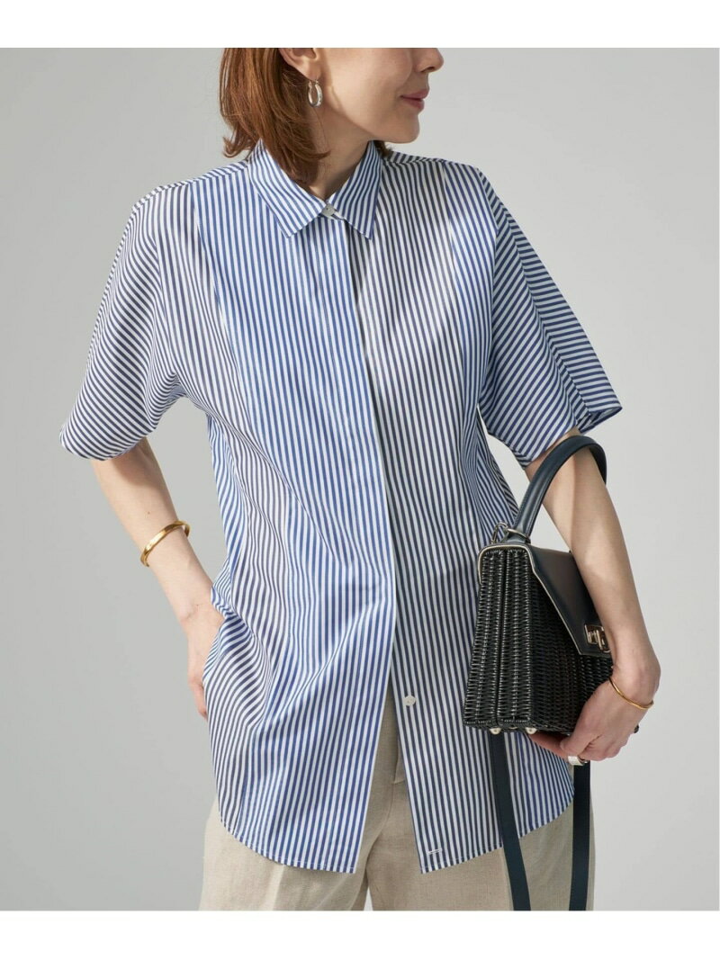 樂天商城 - Stripe ハーフスリーブシャツ VERMEIL par iena ヴェルメイユ パー イエナ トップス シャツ・ブラウス ブルー【送料無料】[Rakuten Fashion]