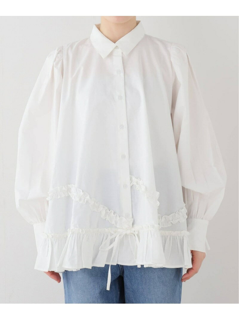 樂天商城 - crinkle crinkle crinkle frill hem long sleeve shirts CC-4503 SLOBE IENA スローブ イエナ トップス シャツ・ブラウス ホワイト ブラック【送料無料】[Rakuten Fashion]