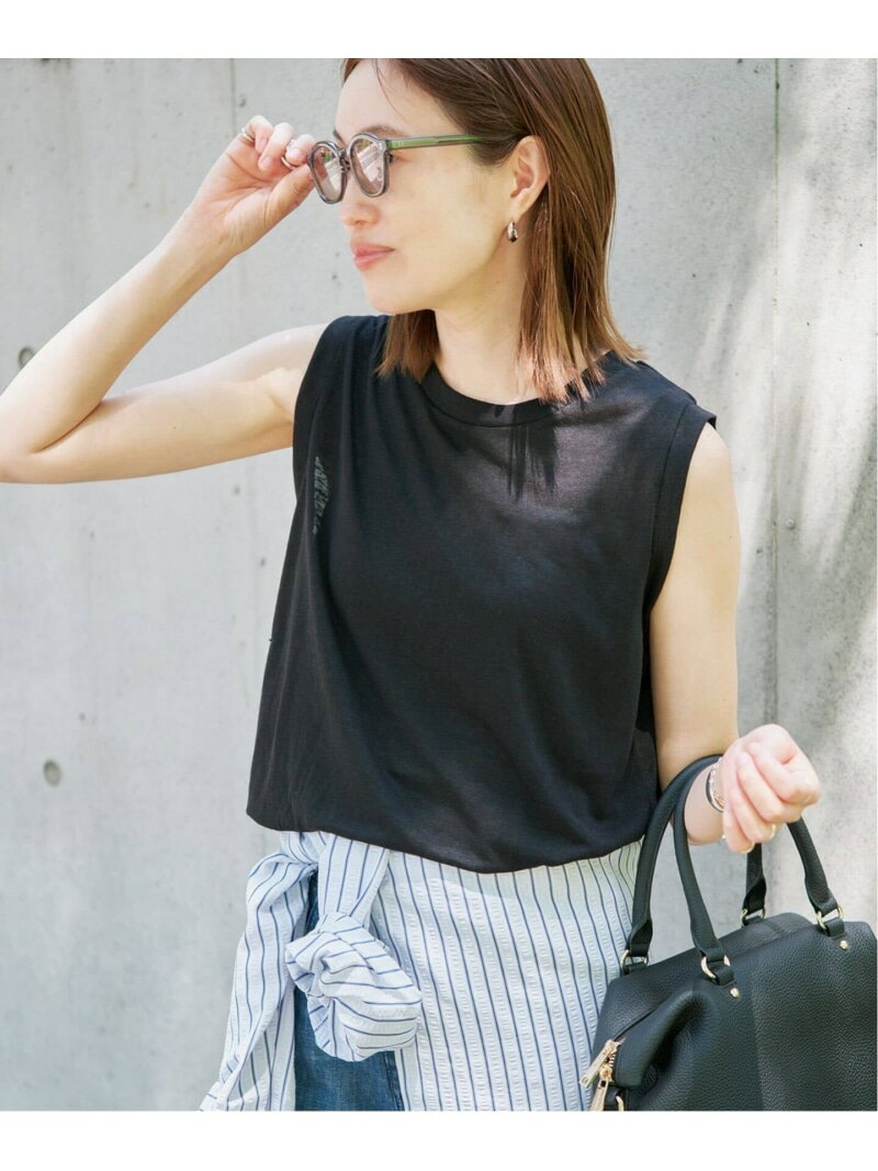 Rakuten - 《追加2》スラブ天竺ノースリーブTEE SLOBE IENA スローブ イエナ トップス カットソー・Tシャツ パープル ホワイト グリーン ブラック【送料無料】[Rakuten Fashion]