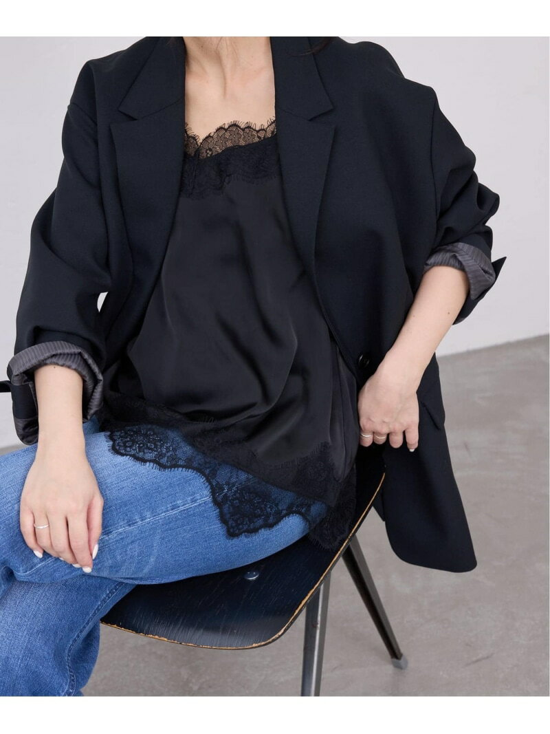 《追加2予約》サテンレースキャミソール SLOBE IENA スローブ イエナ トップス キャミソール ブラック【先行予約】*【送料無料】[Rakuten Fa...