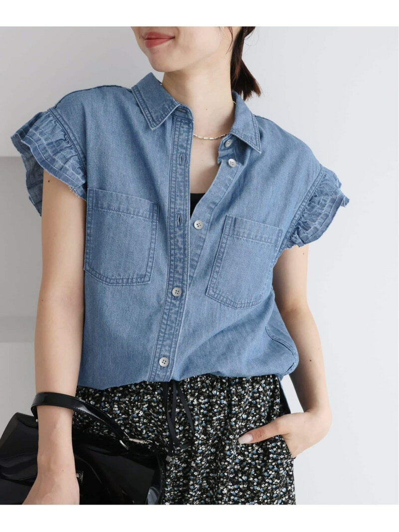 樂天商城 - BLACK シャンブレーフリルブラウス IENA イエナ トップス シャツ・ブラウス ブルー【送料無料】[Rakuten Fashion]