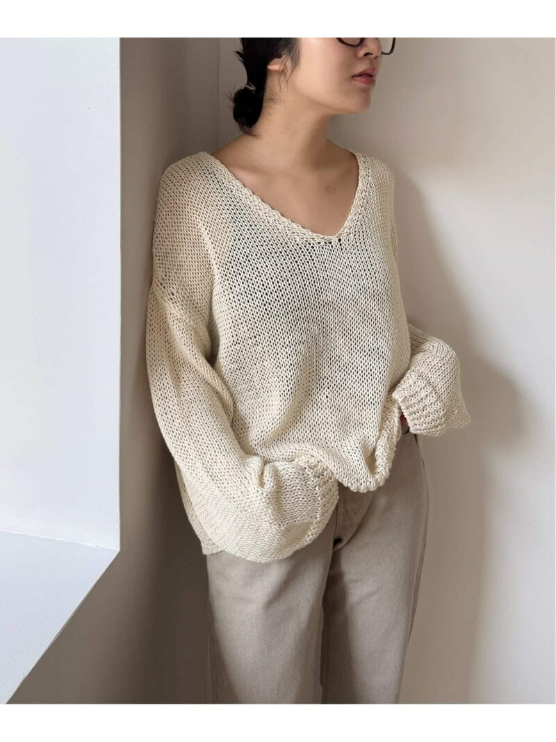 V-Neck - ギマヤーンVネックプルオーバー SLOBE IENA スローブ イエナ トップス ニット ベージュ パープル【送料無料】[Rakuten Fashion]