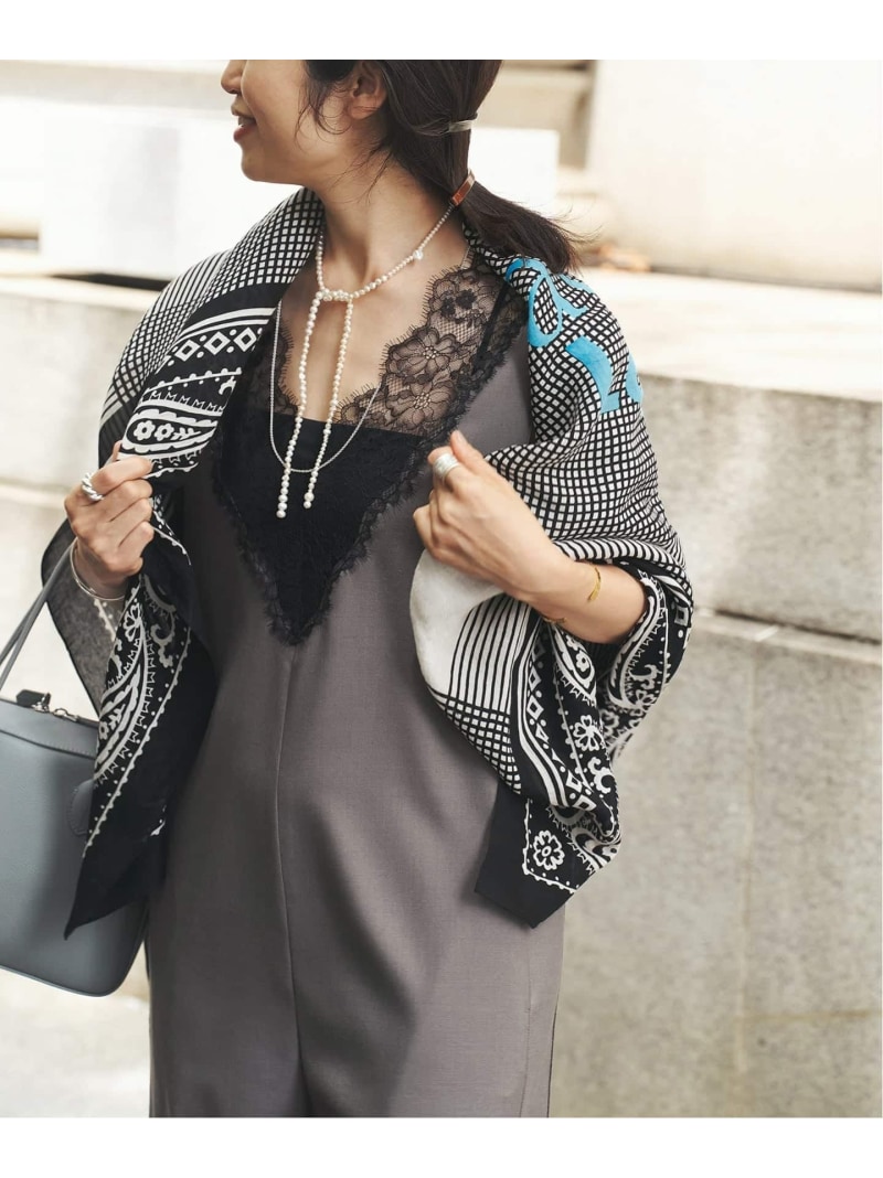 Rakuten - 《予約》manipuri マニプリ インドストール Tradition 120x120cm VERMEIL par iena ヴェルメイユ パー イエナ ファッション雑貨 マフラー・ストール・ネックウォーマー ブラック【先行予約】*【送料無料】[Rakuten Fashion]