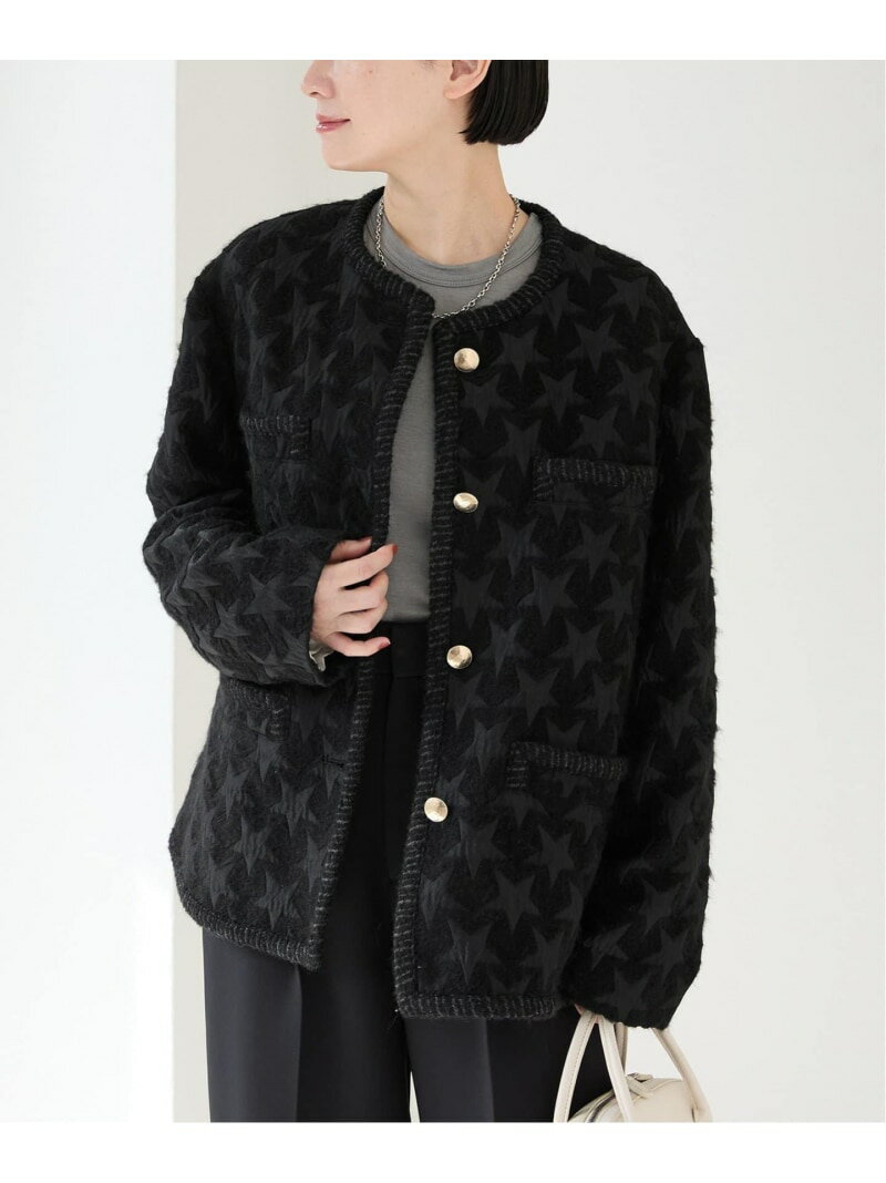 【SALE／30%OFF】STARジャガードノーカラージャケット VERMEIL par iena ヴェルメイユ パー イエナ ジャケット・アウター ノーカラージャケット ブラック【RBA_E】【送料無料】[Rakuten Fashion]