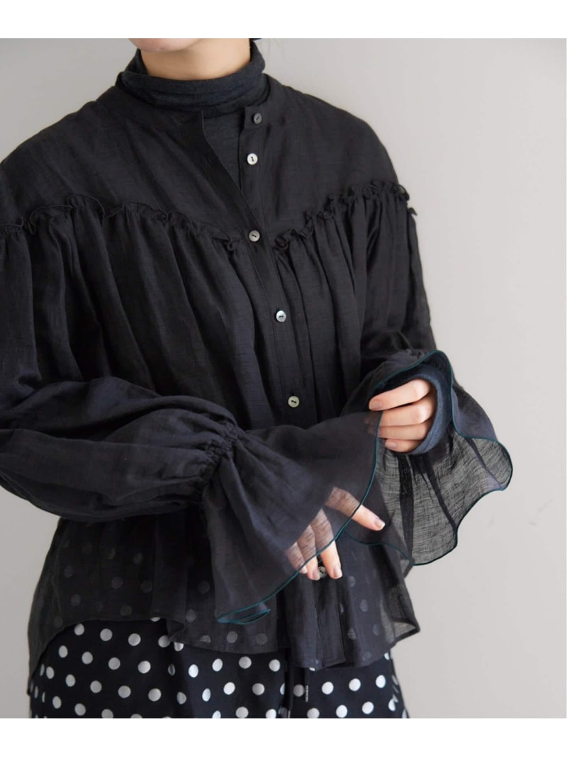 B. リネン混シアーブラウス IENA イエナ トップス シャツ・ブラウス オレンジ ホワイト ブラック【送料無料】[Rakuten Fashion]のサムネイル