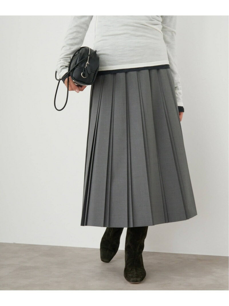 ストレッチプリーツスカート IENA イエナ スカート ミディアムスカート グレー ネイビー【送料無料】[Rakuten Fashion]のサムネイル
