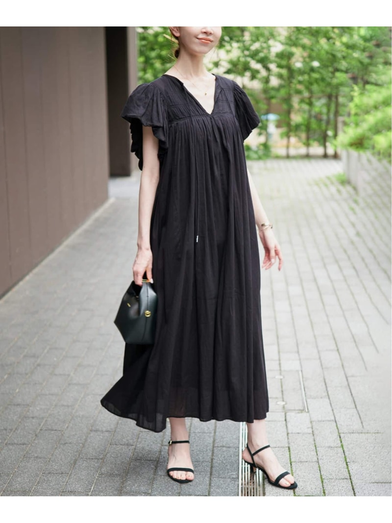 樂天商城 - 《予約》バルーンスリーブワンピース SLOBE IENA スローブ イエナ ワンピース・ドレス ワンピース ブラウン ブラック【先行予約】*【送料無料】[Rakuten Fashion]