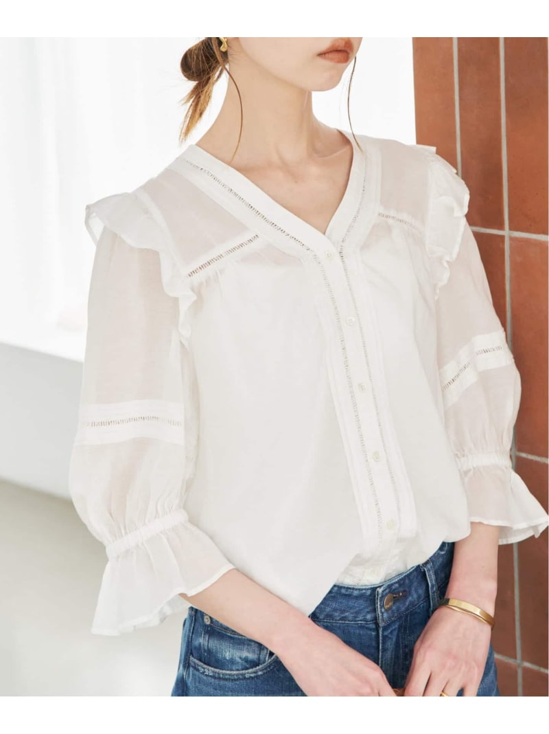 樂天商城 - 《追加》コットンレーヨンレースブラウス SLOBE IENA スローブ イエナ トップス シャツ・ブラウス ブラウン ホワイト【送料無料】[Rakuten Fashion]
