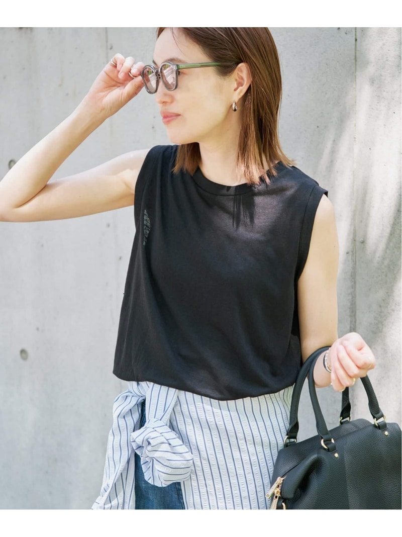 Rakuten - 《追加》スラブ天竺ノースリーブTEE SLOBE IENA スローブ イエナ トップス カットソー・Tシャツ パープル ホワイト ブラック グリーン【送料無料】[Rakuten Fashion]