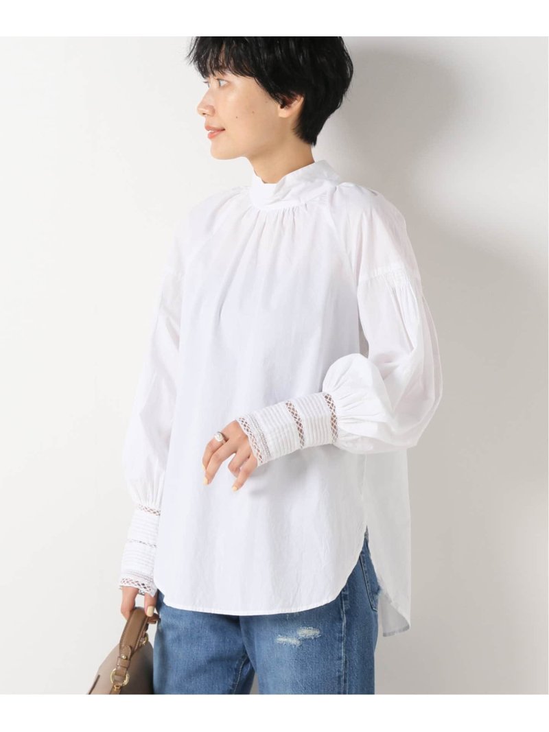 【SALE／30%OFF】【NE QUITTEZ PAS/ヌキテパ】ポプリンハイネックブラウス IENA イエナ トップス シャツ・ブラウス ホワイト ブラウン【RBA_E】【送料無料】[Rakuten Fashion]のサムネイル