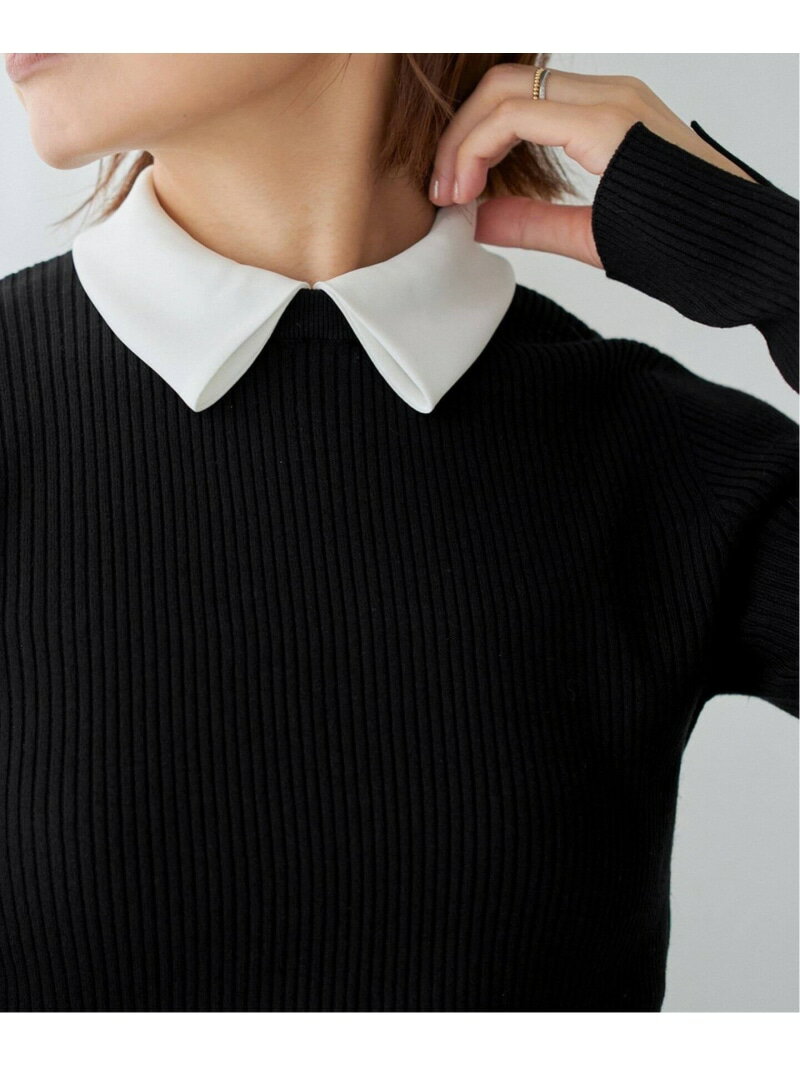 バイカラー 襟RIBホールガーメントプルオーバー IENA イエナ トップス ニット ブラック グレー【送料無料】[Rakuten Fashion]のサムネイル