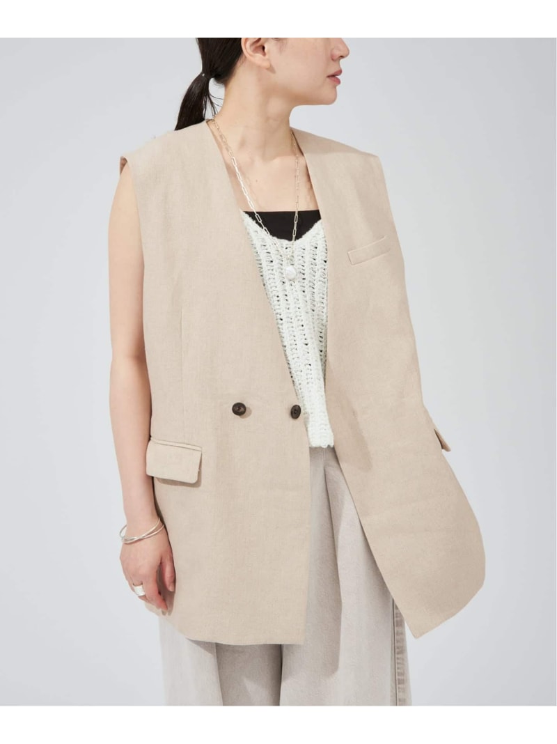 樂天商城 - Clean Linen ベスト VERMEIL par iena ヴェルメイユ パー イエナ トップス ベスト・ジレ ベージュ ブラウン【送料無料】[Rakuten Fashion]