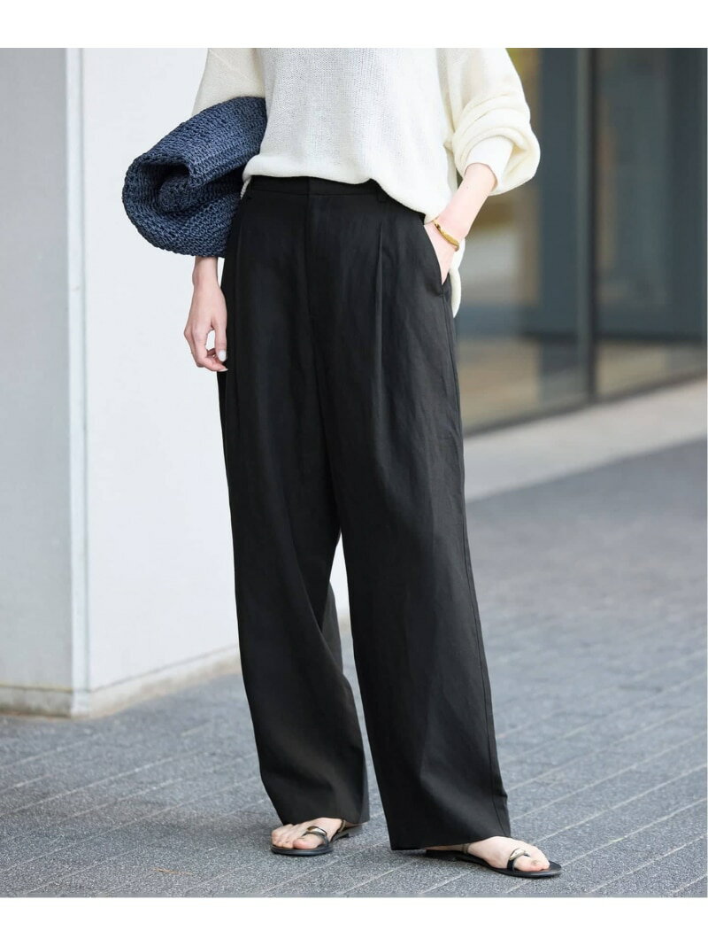 樂天商城 - 《セットアップ対応可/予約》リネン混パンツ SLOBE IENA スローブ イエナ パンツ その他のパンツ カーキグリーン ブラック【先行予約】*【送料無料】[Rakuten Fashion]