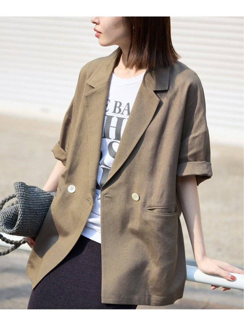 樂天商城 - 《WEB限定/追加予約》リネンレーヨンハーフスリーブジャケット SLOBE IENA スローブ イエナ ジャケット・アウター その他のジャケット・アウター ブラック カーキグリーン【先行予約】*【送料無料】[Rakuten Fashion]