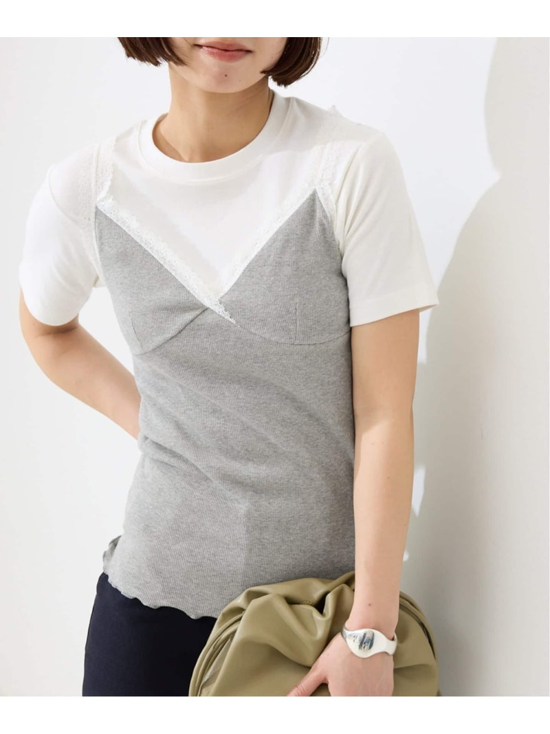 樂天商城 - テレコレースキャミ SLOBE IENA スローブ イエナ トップス カットソー・Tシャツ ベージュ グレー【送料無料】[Rakuten Fashion]