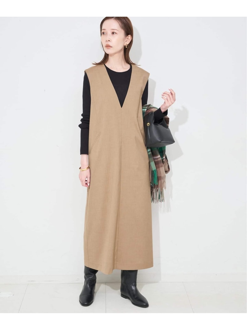 《WEB限定/追加》TR Vネックジャンパースカート SLOBE IENA スローブ イエナ ワンピース・ドレス ワンピース グレー ベージュ【送料無料】[Rakuten Fashion]のサムネイル