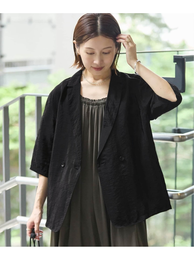 《接触冷感》ウォッシャブル シアーショートスリーブジャケット IENA イエナ ジャケット・アウター テーラードジャケット・ブレザー ピンク ブラック ブラウン【送料無料】[Rakuten Fashion]