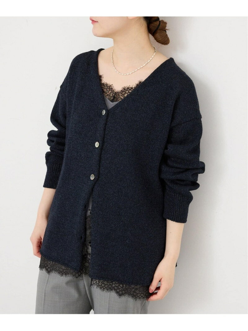 ミックスヤーン 2WAY Vカーディガン IENA イエナ トップス カーディガン ネイビー ベージュ ピンク【送料無料】 Rakuten Fashion