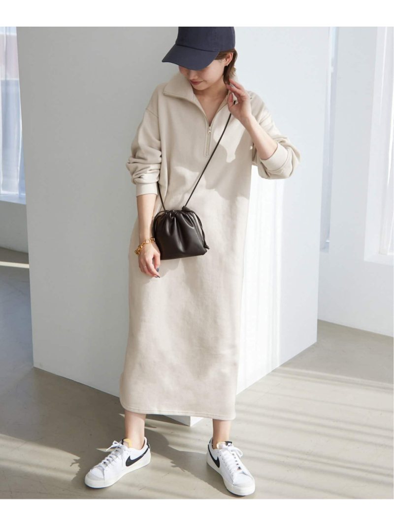 《追加》裏毛ハーフZIPワンピース SLOBE IENA スローブ イエナ ワンピース・ドレス ワンピース ベージュ グレー【送料無料】[Rakuten Fashion]のサムネイル