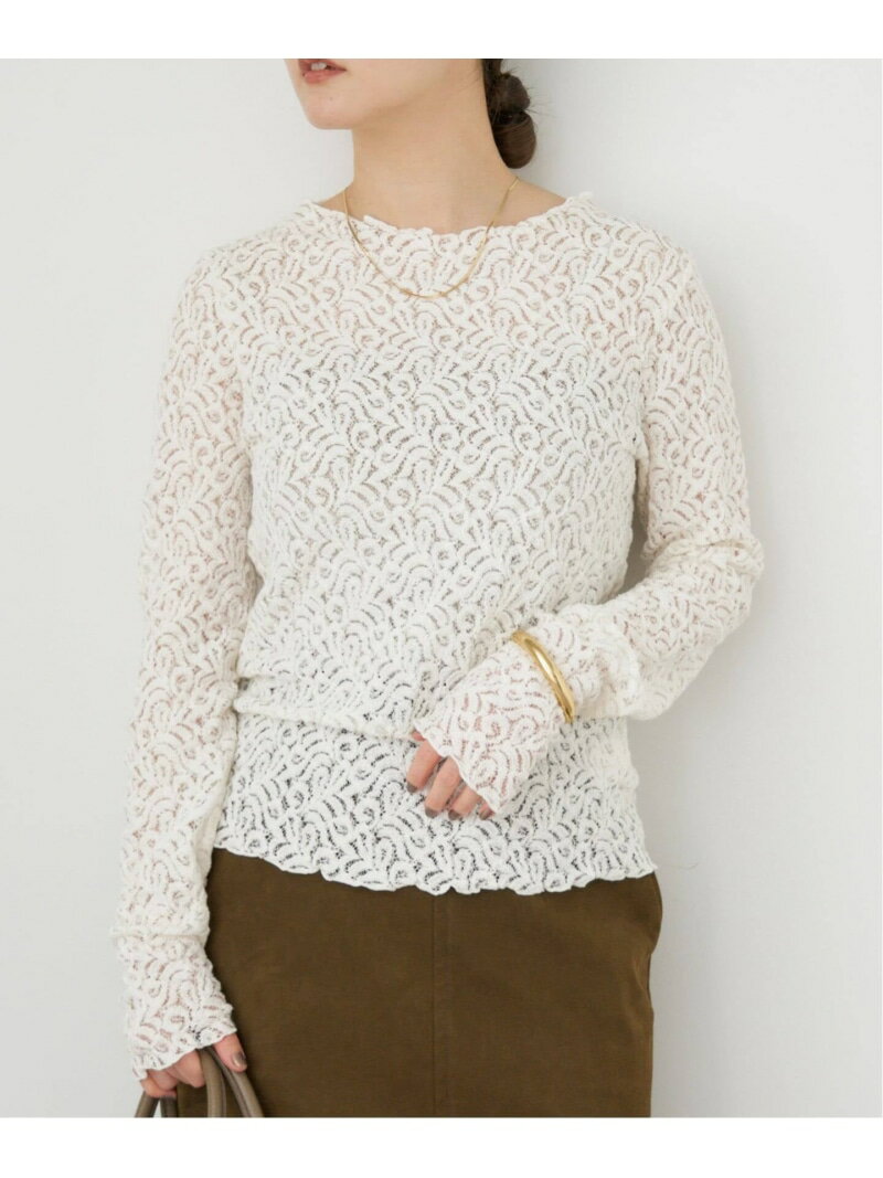 《予約》リーフレース ボトルネックプルオーバー IENA イエナ トップス カットソー・Tシャツ ベージュ ブラック【先行予約】*【送料無料】[Rakuten Fashion]のサムネイル