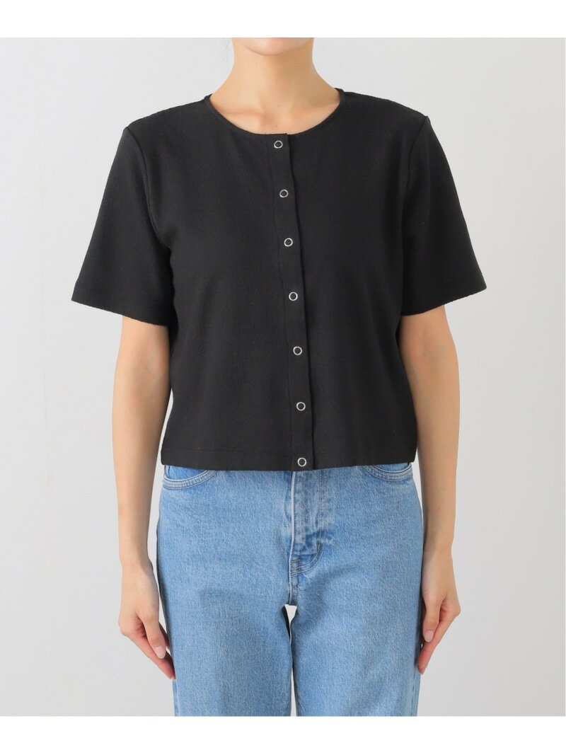 スナップボタン5分袖カーディガン SLOBE IENA スローブ イエナ トップス カーディガン レッド ブラウン ブラック【送料無料】[Rakuten Fashion]