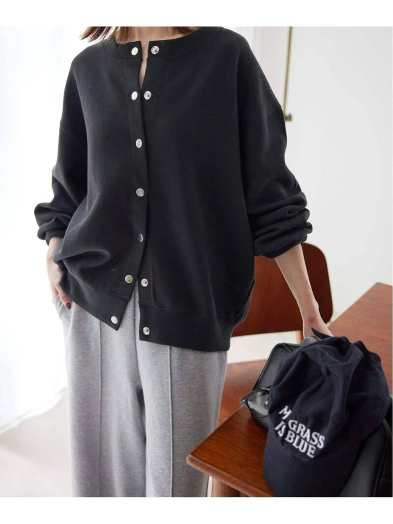 《追加2》ダブルフェイスジャージースナップカーディガン SLOBE IENA スローブ イエナ トップス カーディガン ブラック ベージュ ブルー【送料無料】[Rakuten Fashion]