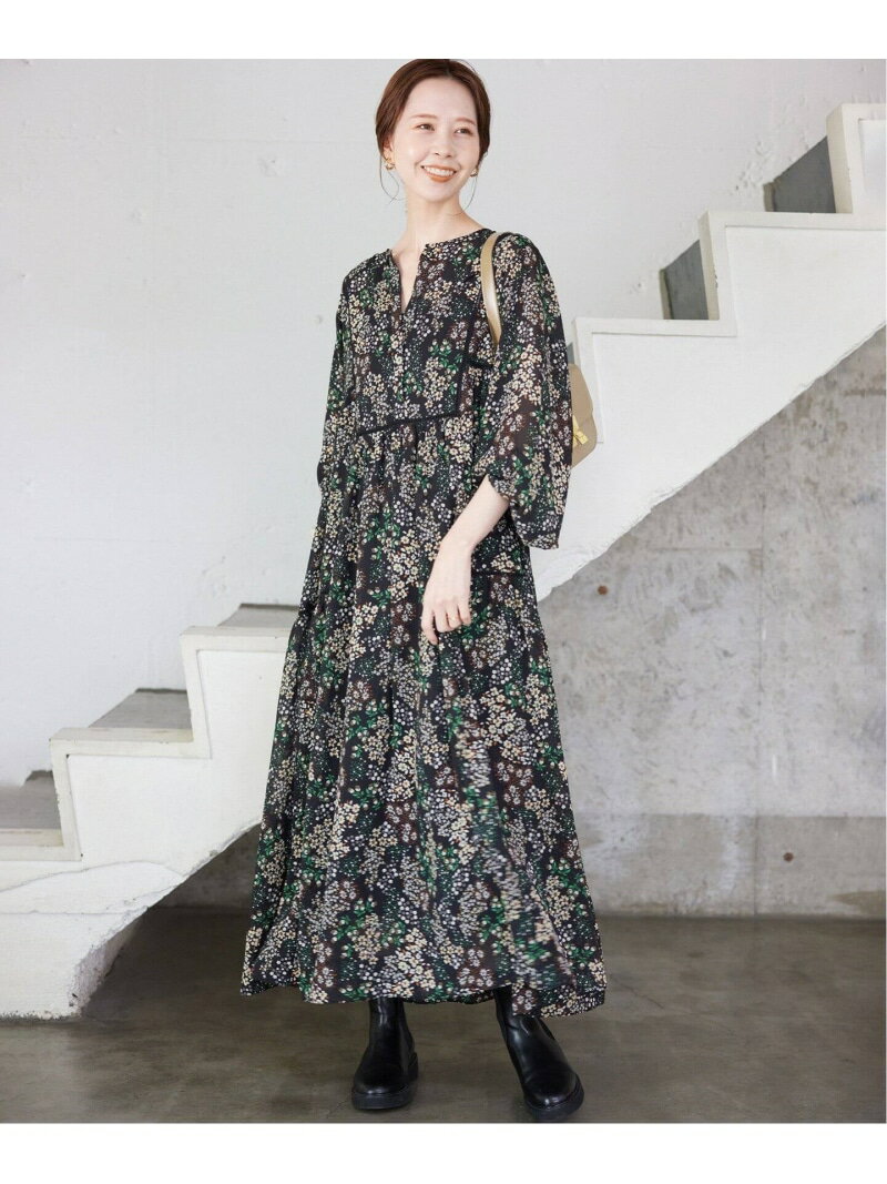 《WEB限定/追加予約》FLOWER PRINT ワンピース SLOBE IENA スローブ イエナ ワンピース・ドレス ワンピース ブラック【先行予約】*【送料無料】[Rakuten Fashion]のサムネイル