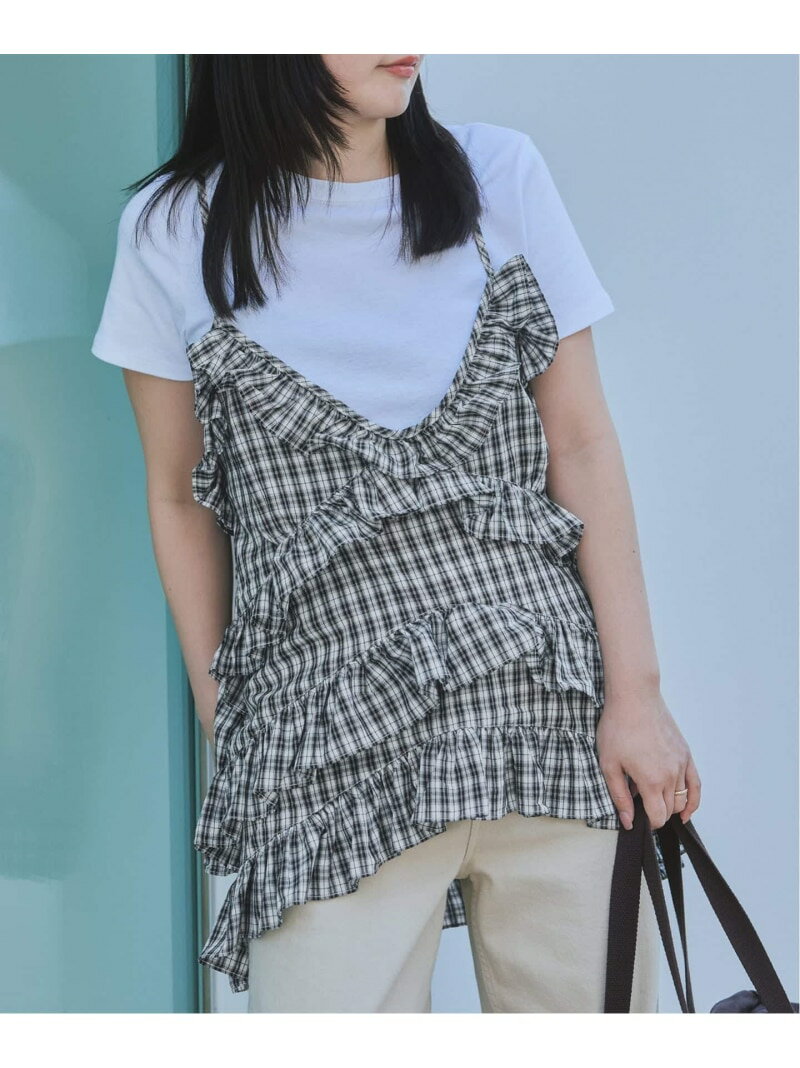 Rakuten - OURSaaLTY/アワーソルティ Ann check frill bustier SLOBE IENA スローブ イエナ トップス その他のトップス ブラック【送料無料】[Rakuten Fashion]