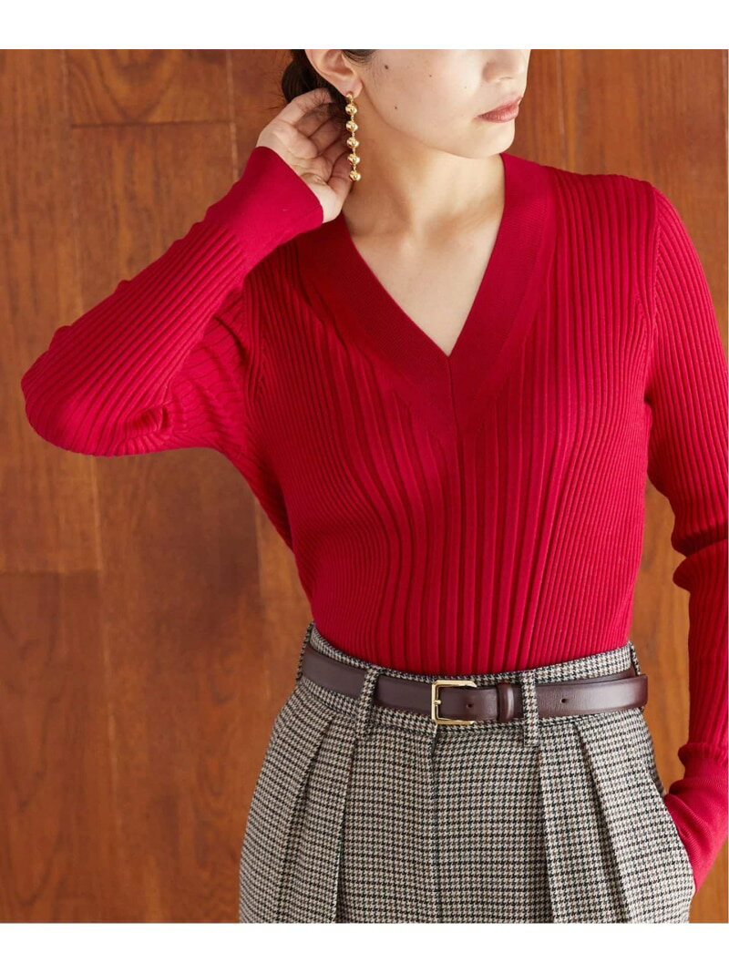 《追加》SLOWOOL Vネック プルオーバー VERMEIL par iena ヴェルメイユ パー イエナ トップス ニット ベージュ ネイビー レッド グレー【送料無料】[Rakuten Fashion]のサムネイル