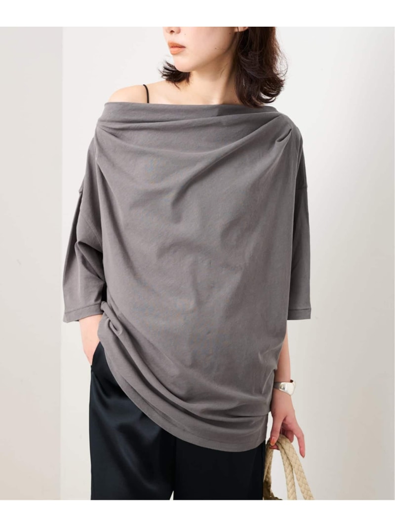 Rakuten - ニュアンスネックBIG TEE SLOBE IENA スローブ イエナ トップス カットソー・Tシャツ イエロー グレー【送料無料】[Rakuten Fashion]