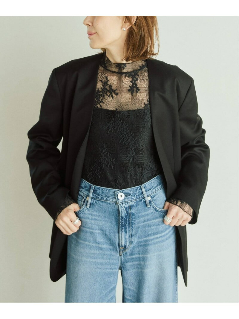 樂天商城 - ドライツイルノーカラージャケット VERMEIL par iena ヴェルメイユ パー イエナ ジャケット・アウター ノーカラージャケット ブラック【送料無料】[Rakuten Fashion]