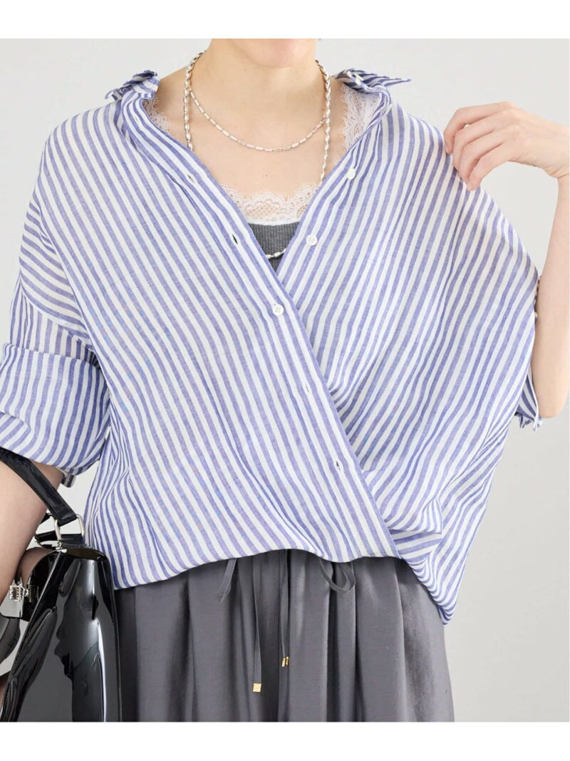 樂天商城 - ラミーリヨセル2wayシャツ IENA イエナ トップス シャツ・ブラウス ブルー ホワイト【送料無料】[Rakuten Fashion]