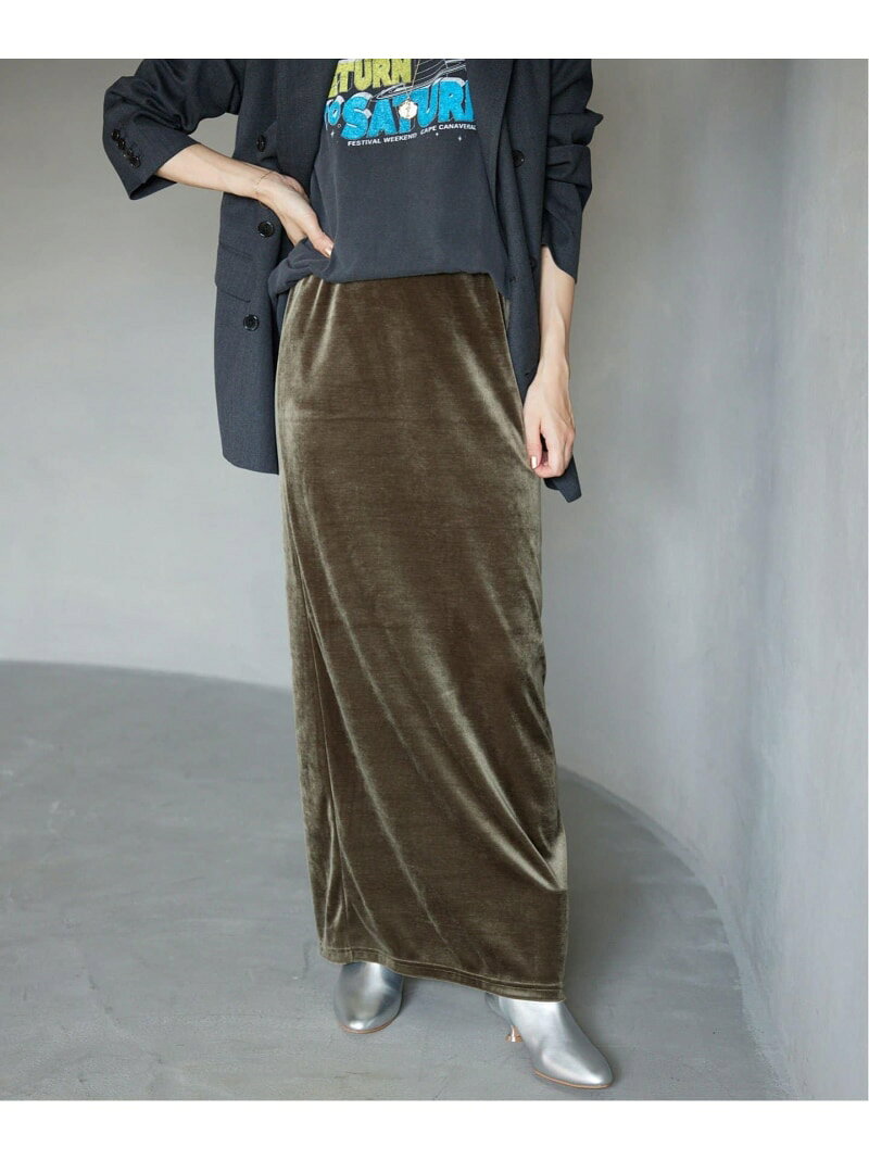 トリアセ混ベロアスカート SLOBE IENA スローブ イエナ スカート ロング・マキシスカート カーキ ブラック【送料無料】[Rakuten Fashion]のサムネイル