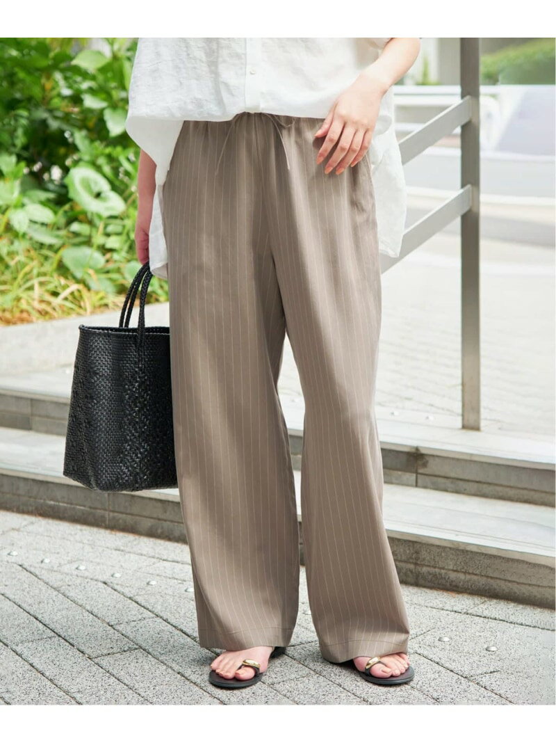 Rakuten - 《3サイズ展開/追加2》フィブリルストライプリラックスパンツ SLOBE IENA スローブ イエナ パンツ その他のパンツ ネイビー カーキグリーン【送料無料】[Rakuten Fashion]