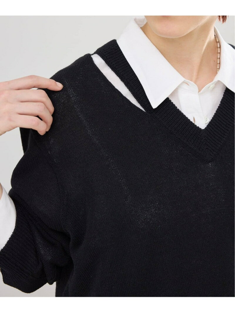 樂天商城 - カットオフカラーVネックプルオーバー IENA イエナ トップス ニット ベージュ ブラック【送料無料】[Rakuten Fashion]