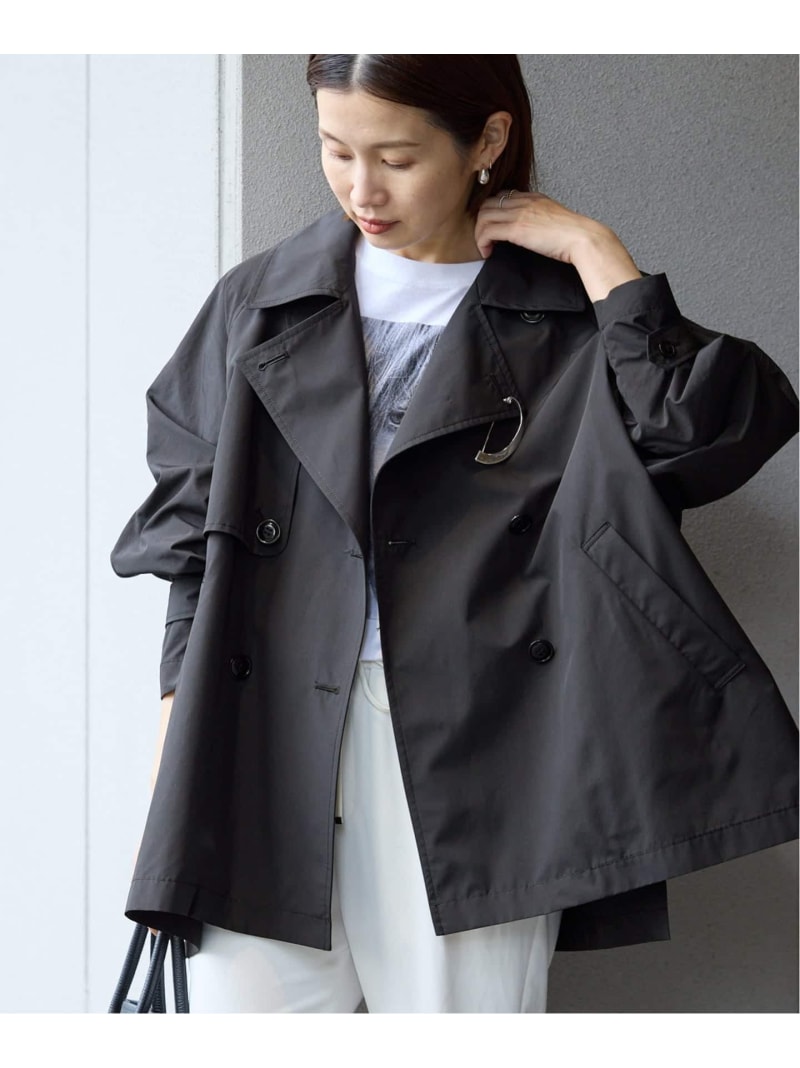 樂天商城 - 《新色あり/追加4/洗濯機洗い可》ポプリンオーバーショートコート IENA イエナ ジャケット・アウター ブルゾン・ジャンパー ベージュ ブラック ブルー【送料無料】[Rakuten Fashion]