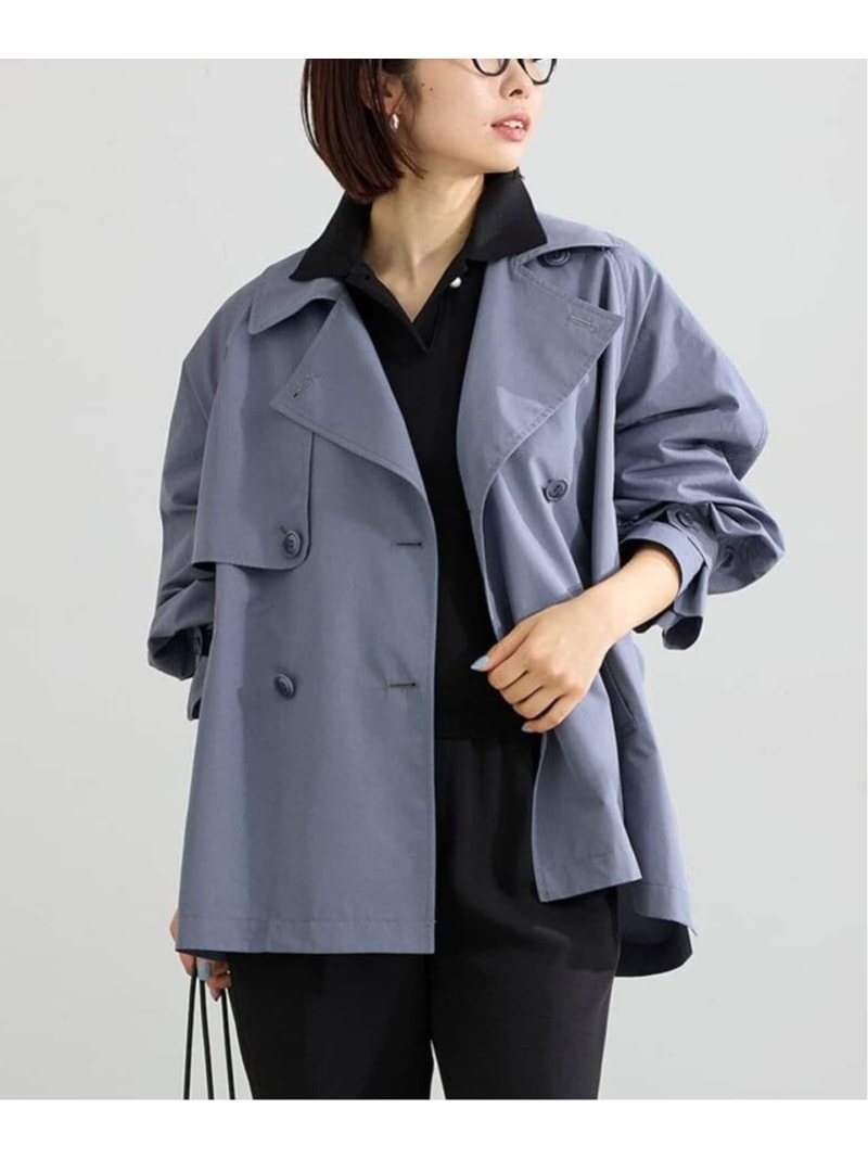 Rakuten - 《新色あり/追加4/洗濯機洗い可》ポプリンオーバーショートコート IENA イエナ ジャケット・アウター ブルゾン・ジャンパー ベージュ ブラック ブルー【送料無料】[Rakuten Fashion]