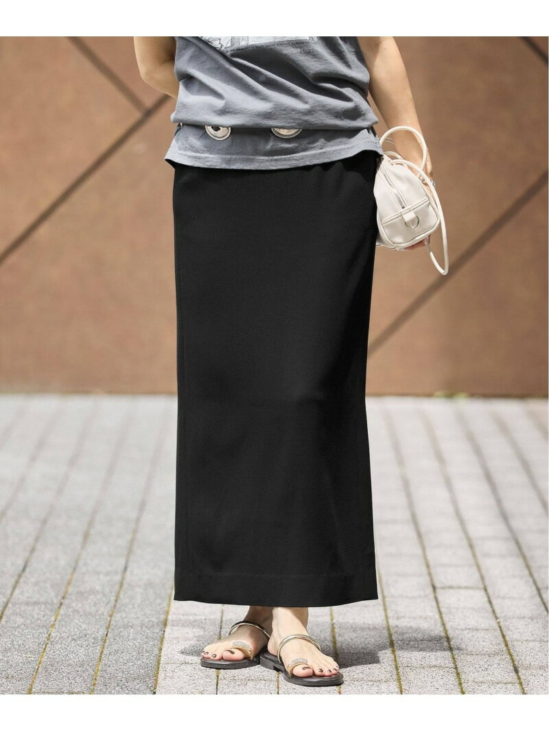 Rakuten - 《追加予約/新色あり/接触冷感/防シワ》ストレッチジョーゼット Iラインスカート IENA イエナ スカート ロング・マキシスカート ブラック カーキグリーン【先行予約】*【送料無料】[Rakuten Fashion]