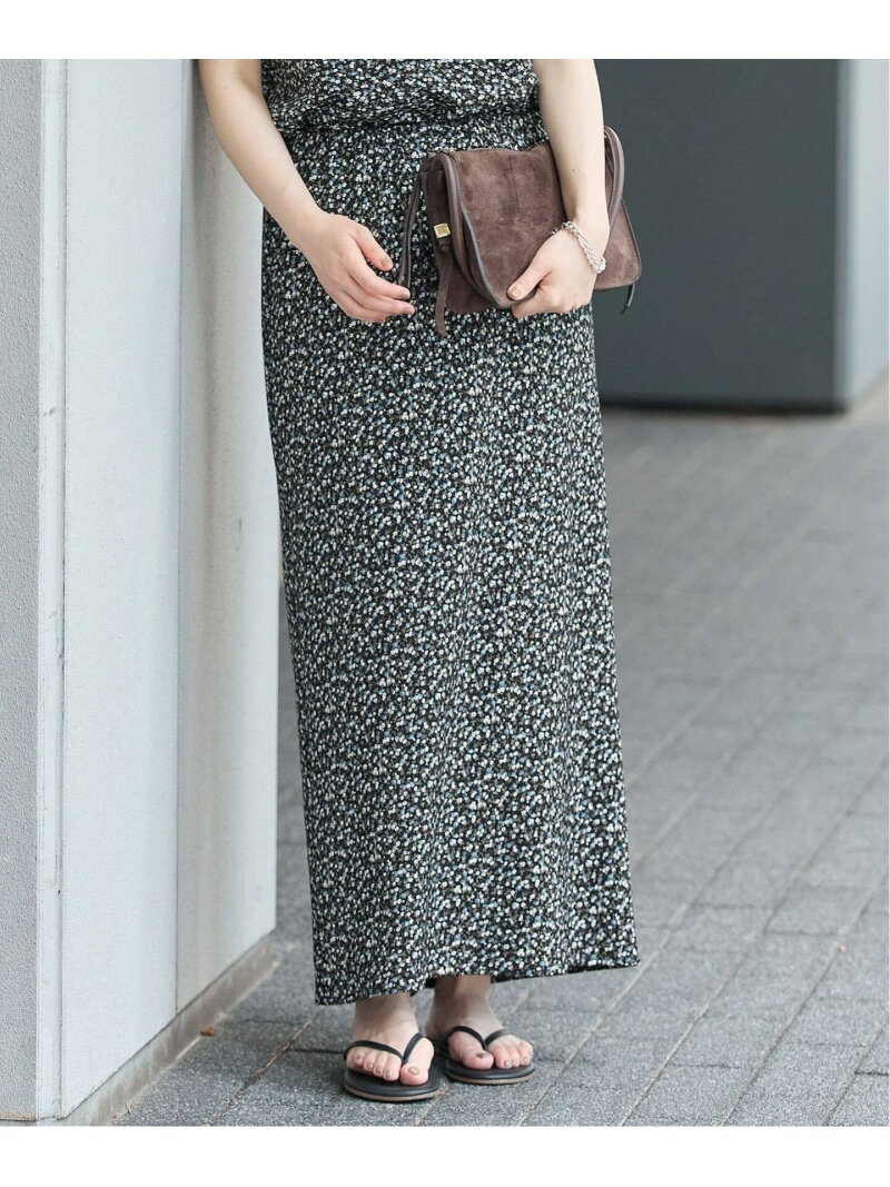 Rakuten - 《追加予約2/セットアップ対応》ソフトヴィンテージフラワースカート IENA イエナ スカート ロング・マキシスカート ブラック【先行予約】*【送料無料】[Rakuten Fashion]